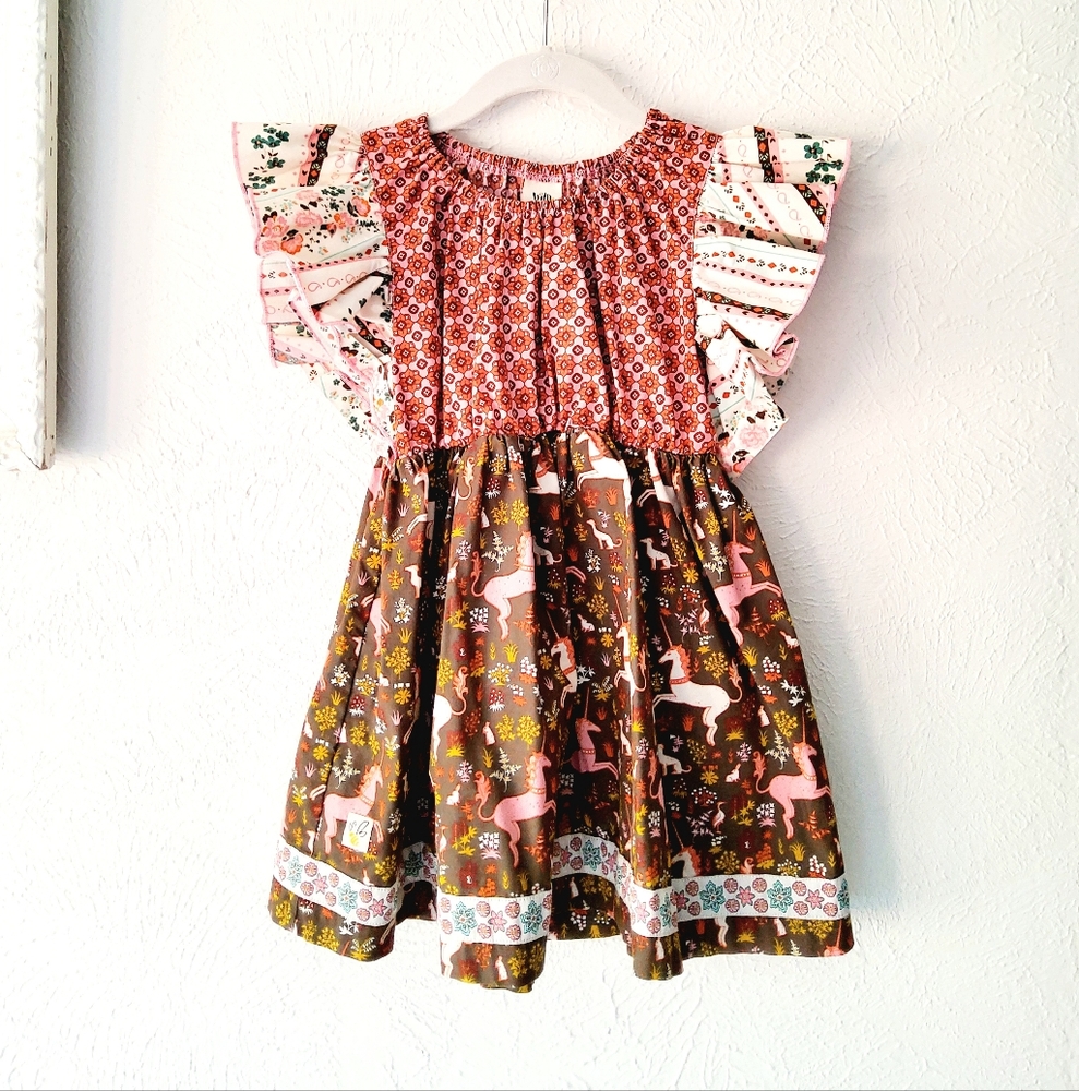 Fantasy & Nature Print Bohemian Multicolor Kids Top